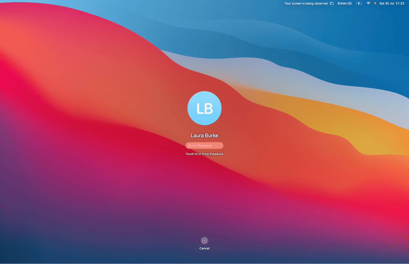 Removing your screen is being observed warning on Mac